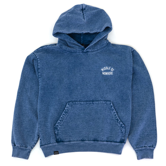 Middle of Nowhere Embroidered Hooded Sweatshirt (Navy Mineral)