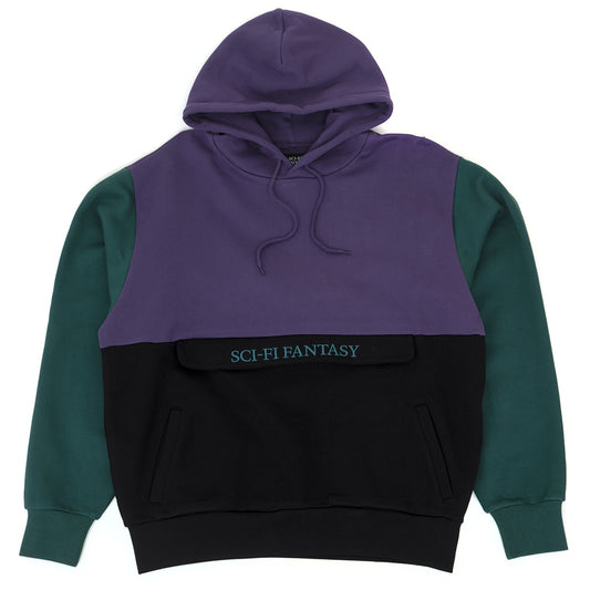 Colorblocked Hooded Sweatshirt (Purple / Black)