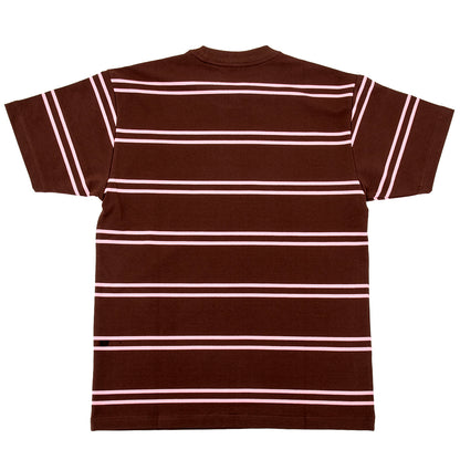 Eyes Embroidered Stripe S/S T-Shirt (Brown)