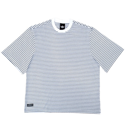 Skateboarding Yarn Dye S/S T-Shirt (White / Dark Blue)