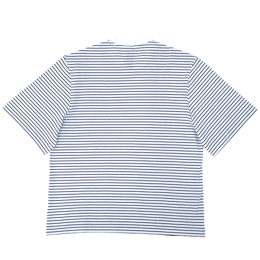 Skateboarding Yarn Dye S/S T-Shirt (White / Dark Blue)