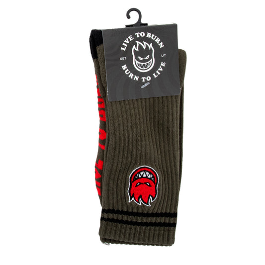 Bighead Fill Embroidered Sock (Olive / Black / Red)