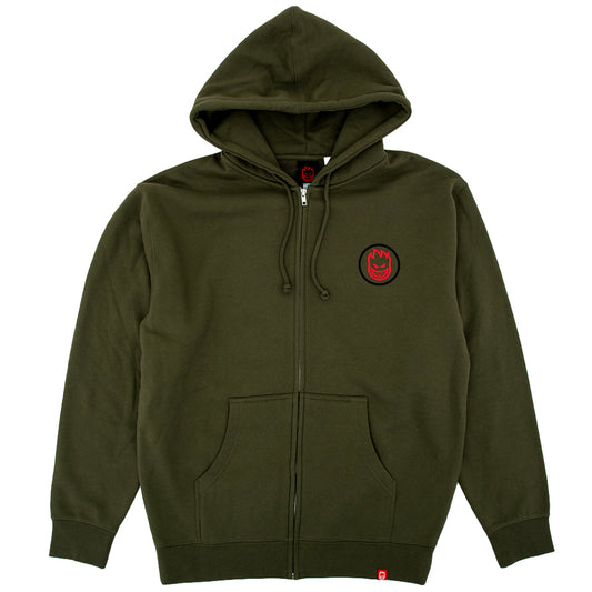 Classic Swirl Overlay Zip Hooded Sweatshirt (Army / Black / Red)