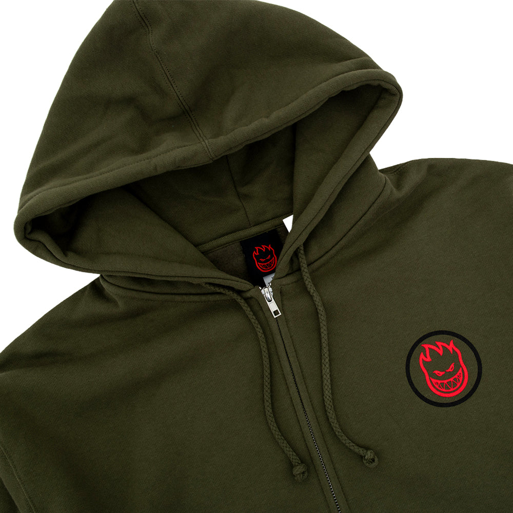 Classic Swirl Overlay Zip Hooded Sweatshirt (Army / Black / Red)