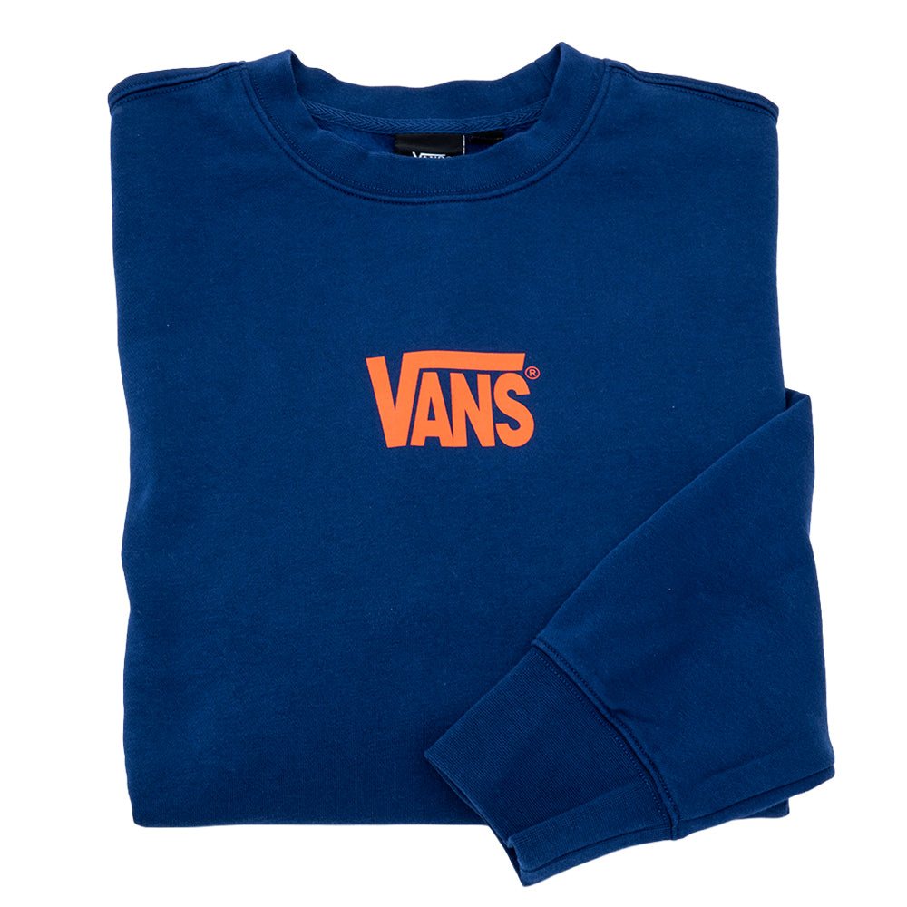Stretch Logo Crewneck Sweatshirt (Deep Indigo / Flame)