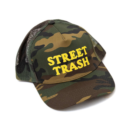 Street Trash 5 Panel Snapback Trucker Hat (Camo)