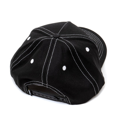 Vertabrea 6 Panel Snapback Hat (Black)