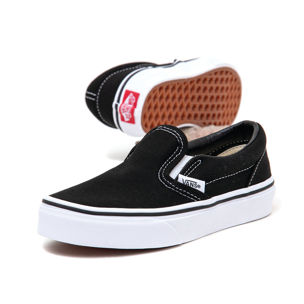 Vans classic slip store on black true white