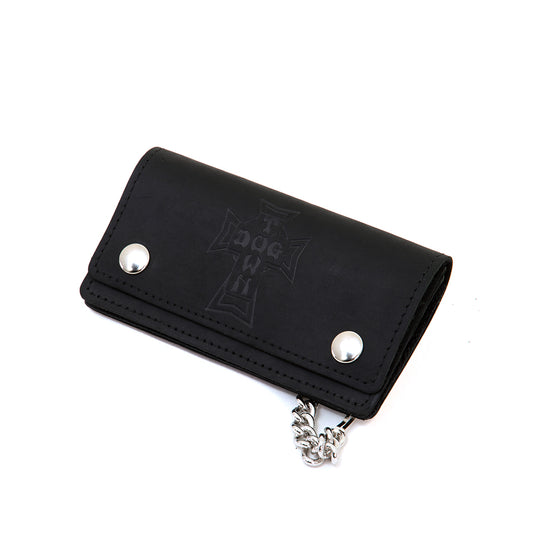 Vintage Cross Leather Chain Wallet (Black)