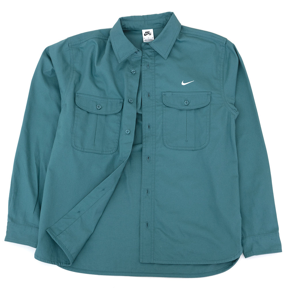Woven Skate Long-Sleeve Button Up (Mineral Teal)
