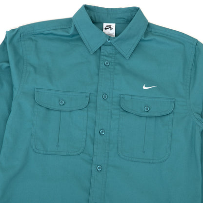 Woven Skate Long-Sleeve Button Up (Mineral Teal) (S)