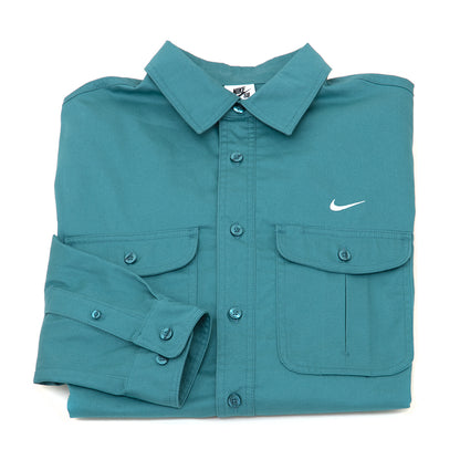 Woven Skate Long-Sleeve Button Up (Mineral Teal) (S)